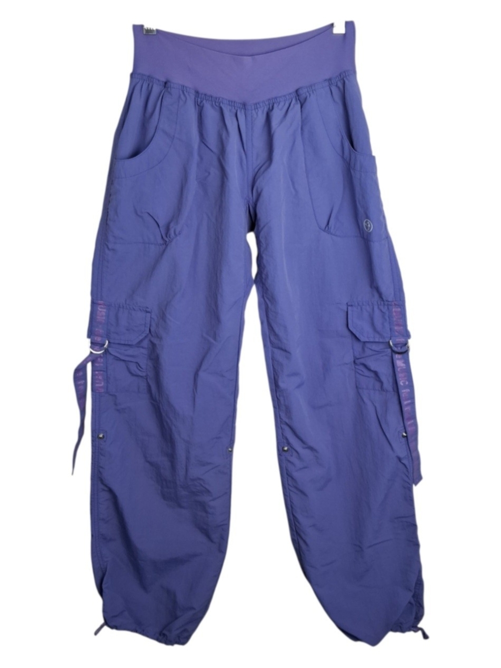 Zumba Fitness Feelin It Samba Pants Womens Medium Purple Cargo Workout Joggers